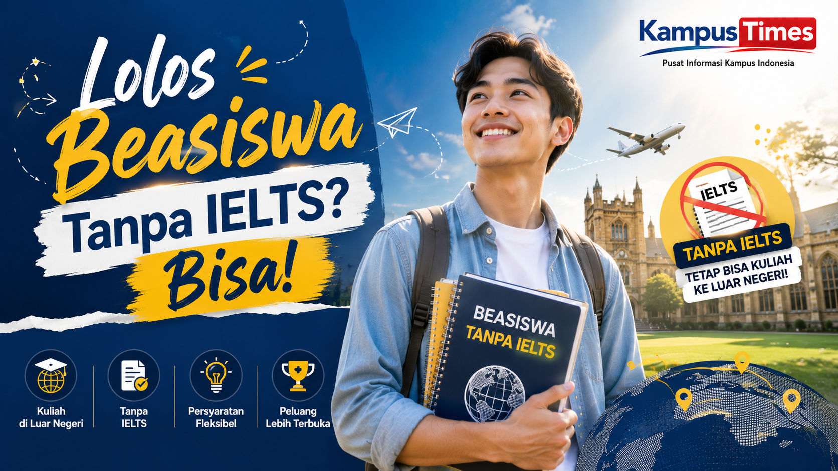 Cara Mendapatkan Beasiswa Tanpa IELTS, Peluang Kuliah ke Luar Negeri Tetap Terbuka