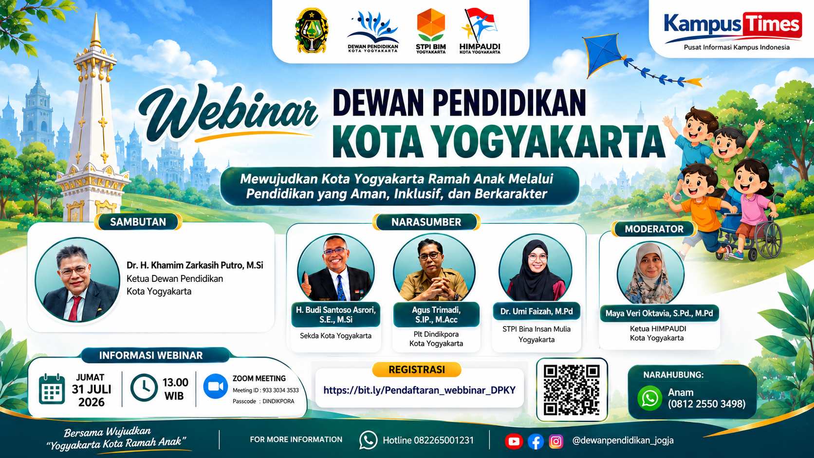 Dewan Pendidikan Kota Yogyakarta Gelar Webinar Pendidikan Ramah Anak, Bahas Lingkungan Belajar Aman dan Inklusif