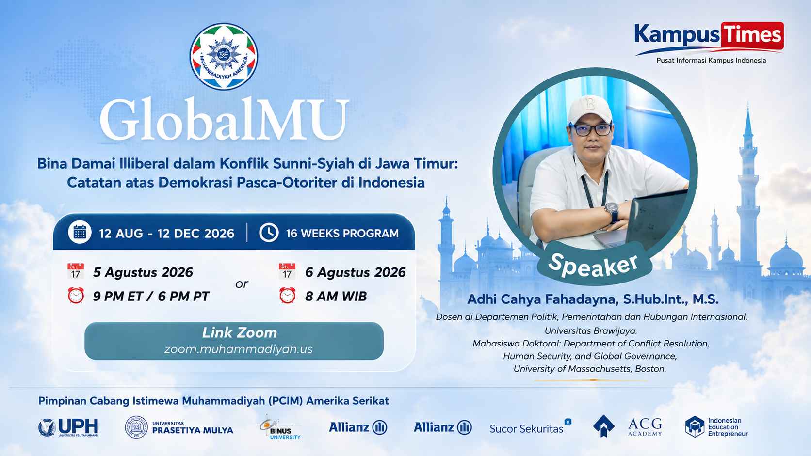 GlobalMU Bahas Konflik Sunni-Syiah di Jawa Timur, Akademisi UB Jadi Pembicara dalam Forum Internasional Muhammadiyah Amerika