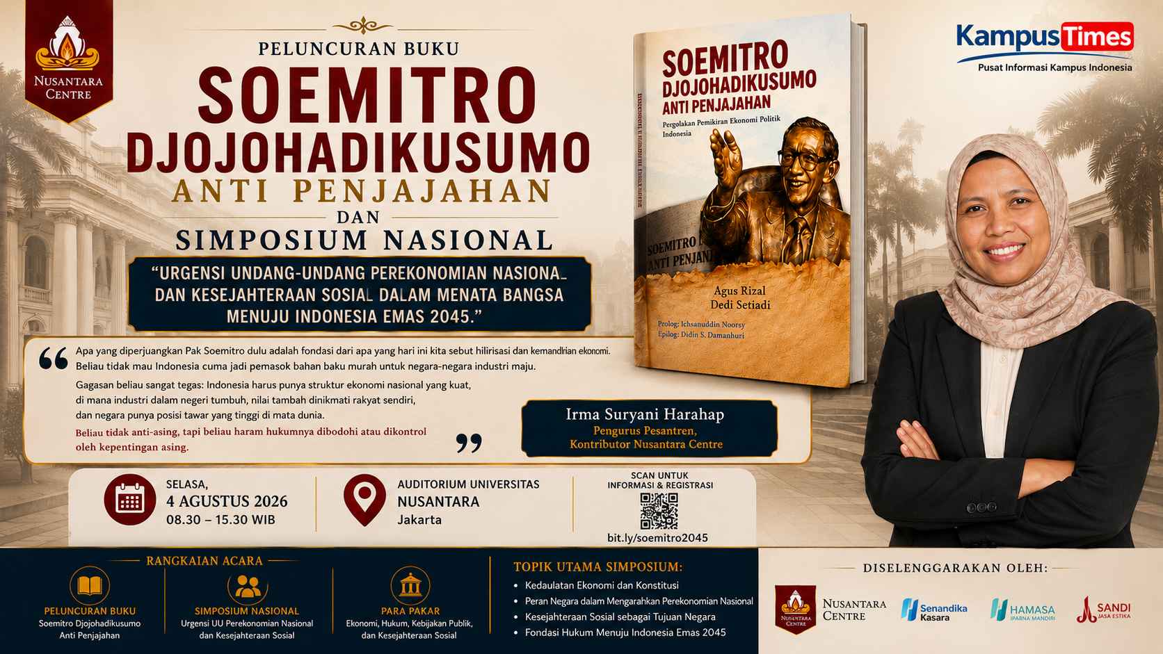 Peluncuran Buku Soemitro Djojohadikusumo Anti Penjajahan dan Simposium Nasional Bahas Fondasi Ekonomi Indonesia Emas 2045
