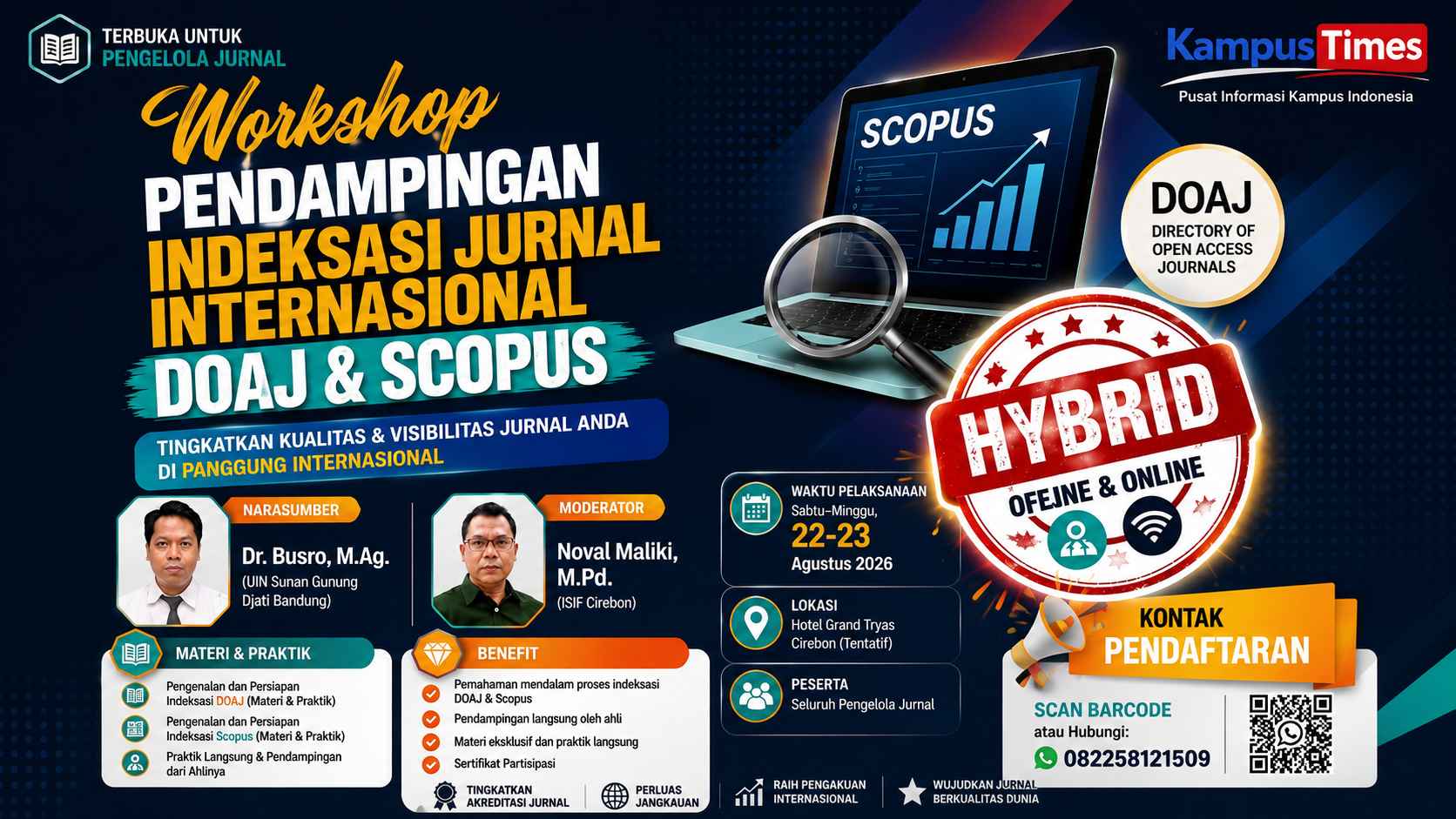 Workshop Pendampingan Indeksasi Jurnal Internasional DOAJ & Scopus Dibuka, Peluang Tingkatkan Kualitas dan Visibilitas Jurnal
