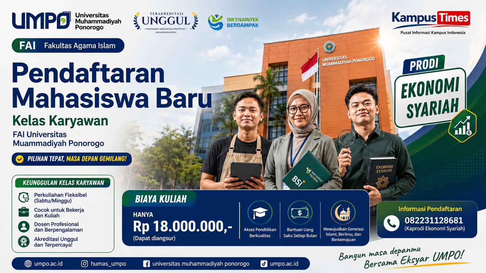 PMB Kelas Karyawan Ekonomi Syariah UMPO: Kuliah Fleksibel untuk Pekerja dengan Biaya Terjangkau