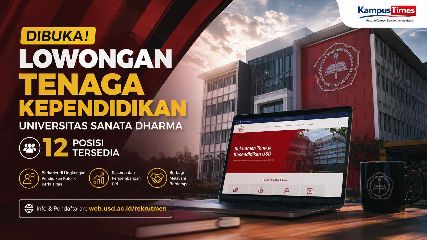 Lowongan Tenaga Kependidikan USD 2026 Dibuka, Tersedia 12 Posisi untuk Berbagai Bidang
