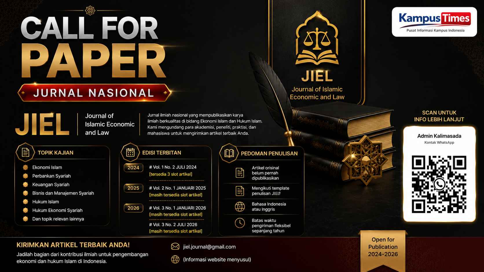 Call for Paper JIEL Dibuka, Kesempatan Publikasi Jurnal Nasional Bidang Ekonomi dan Hukum Islam