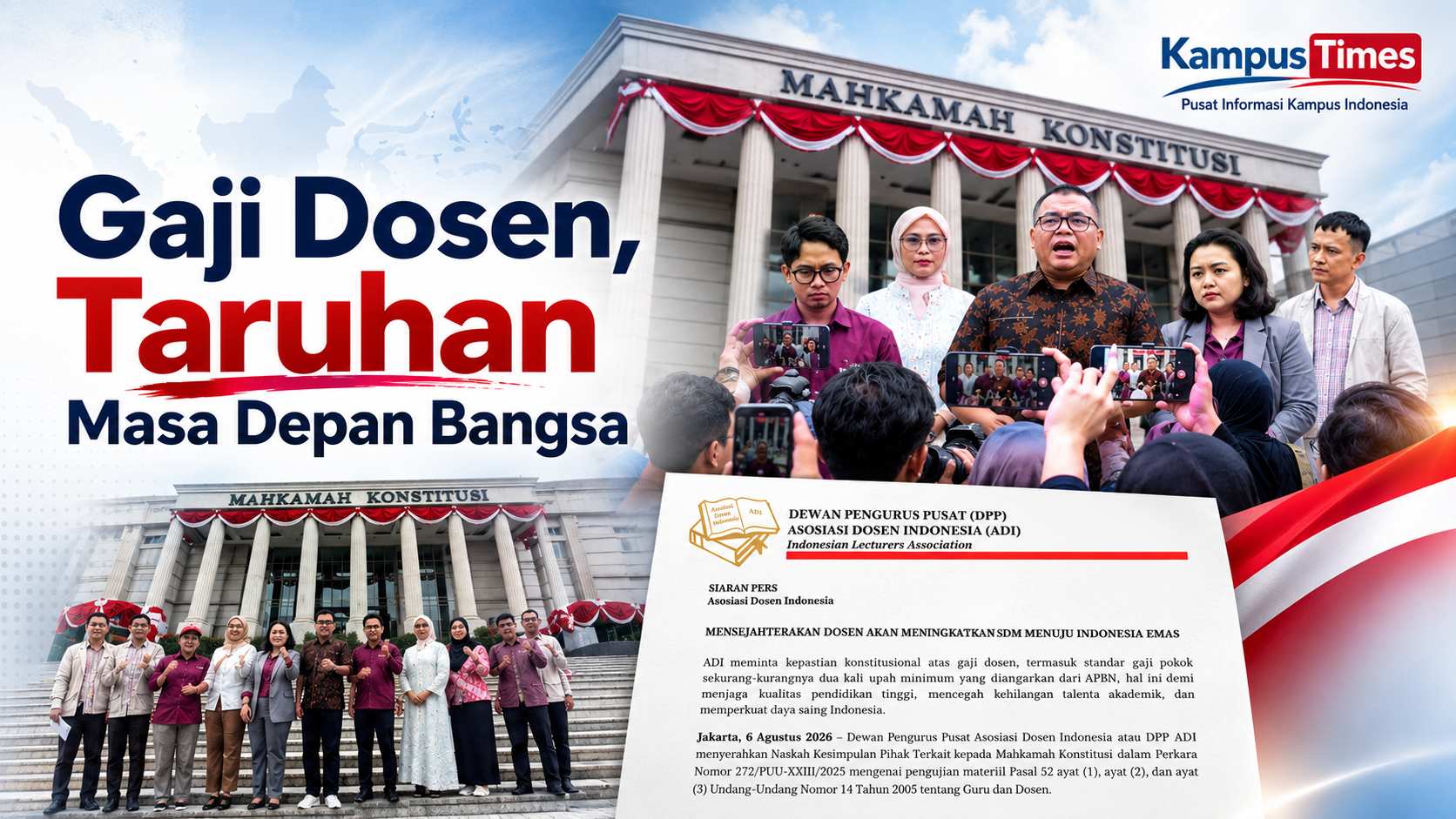 ADI Minta Jaminan Konstitusional Gaji Dosen Minimal Dua Kali Upah Minimum dari APBN