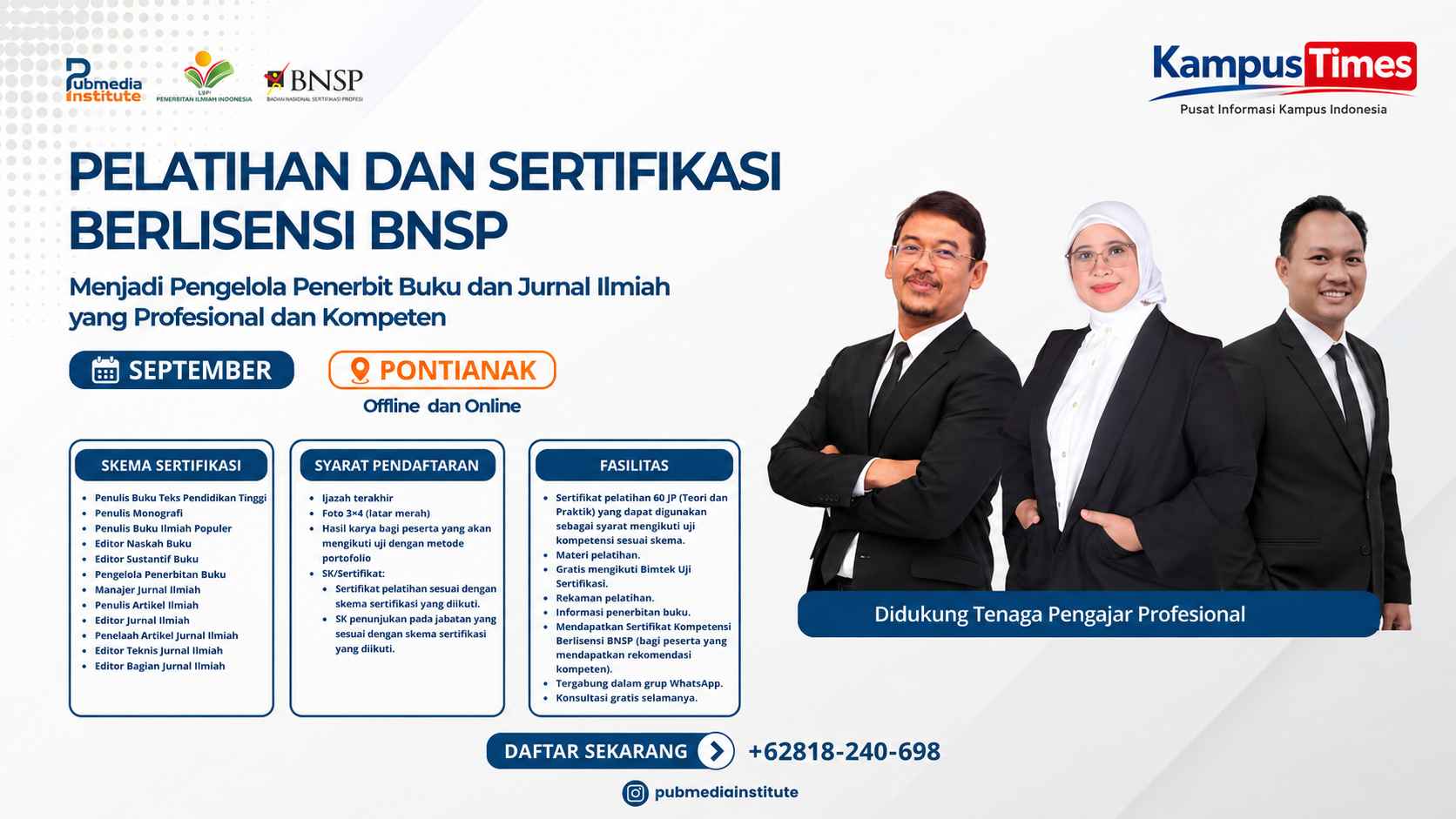 Pelatihan dan Sertifikasi BNSP Pengelola Penerbit Buku dan Jurnal Ilmiah Dibuka, Saatnya Tingkatkan Kompetensi Profesional