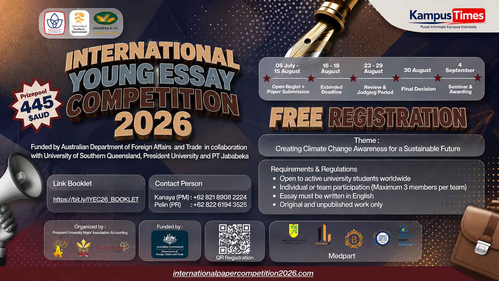 International Young Essay Competition 2026: Gratis, Hadiah AUD 445, dan Terbuka bagi Mahasiswa Dunia
