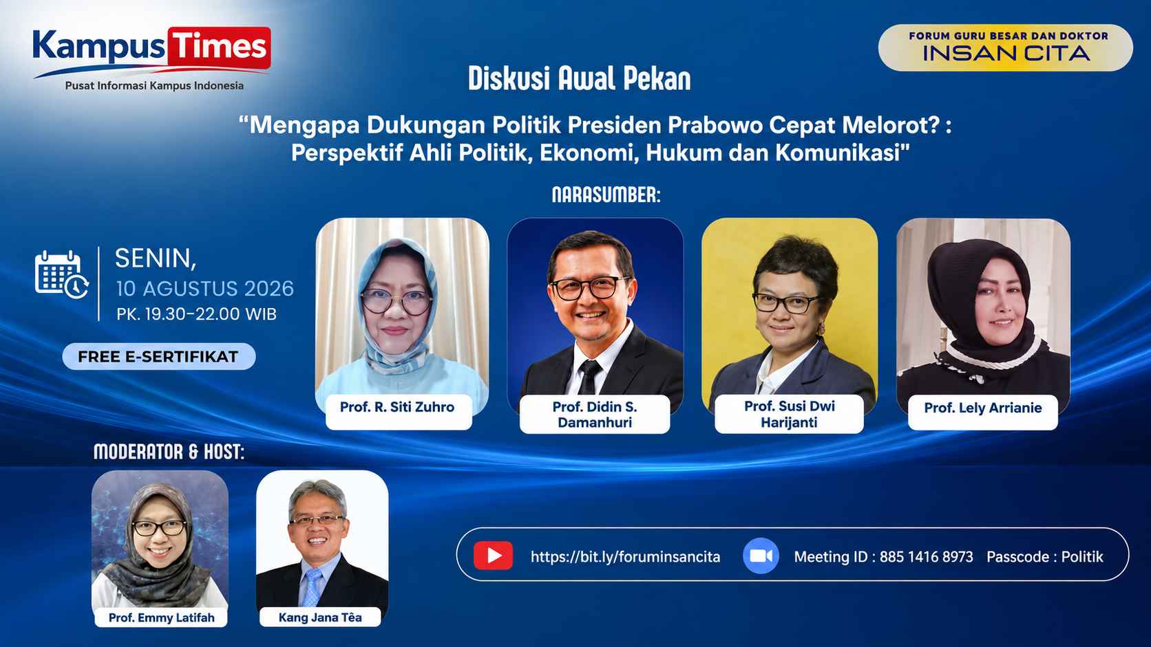 Forum Guru Besar dan Doktor Bahas Mengapa Dukungan Politik Prabowo Dipertanyakan