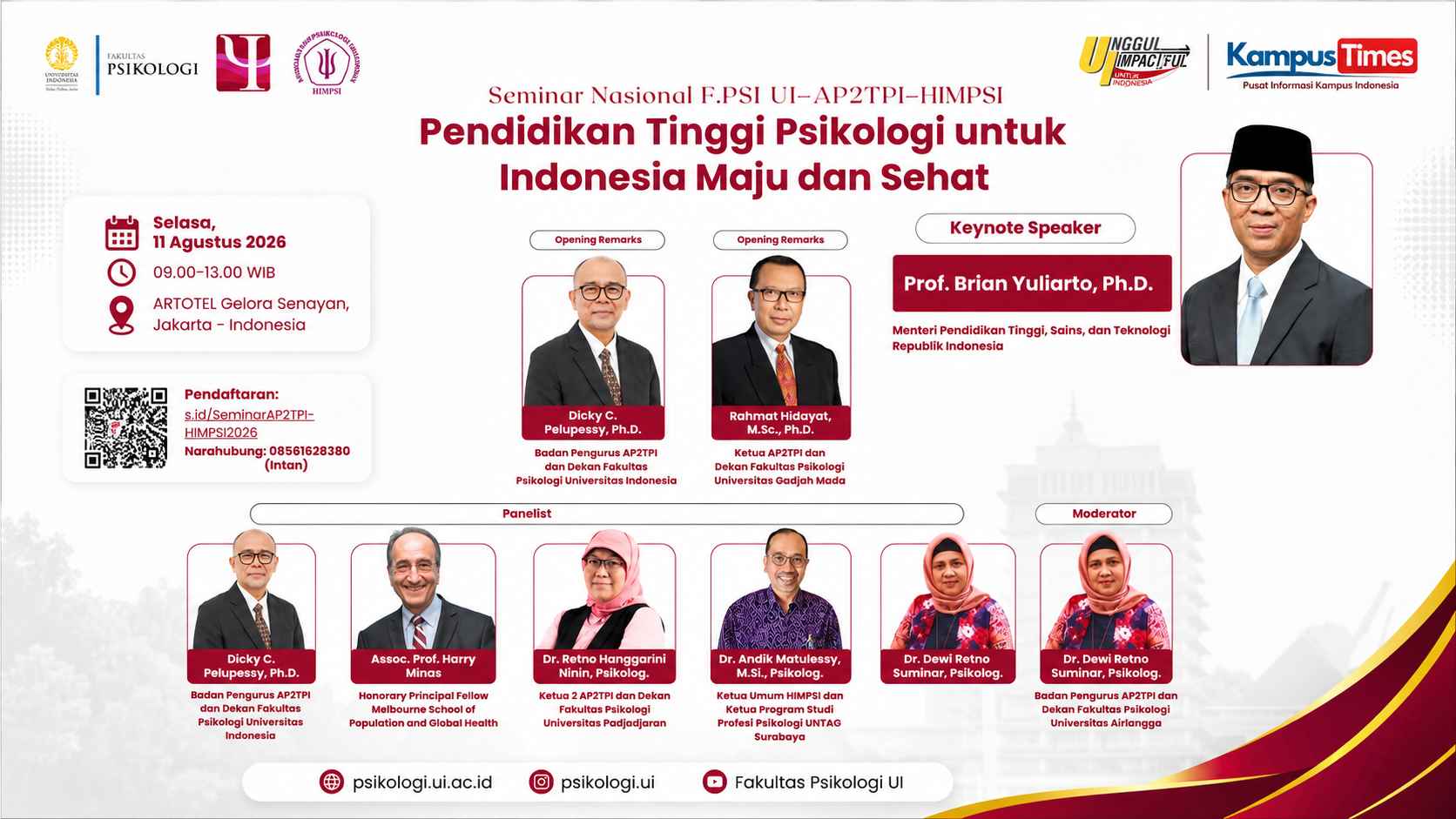 Seminar Nasional Pendidikan Tinggi Psikologi 2026 Digelar di Jakarta