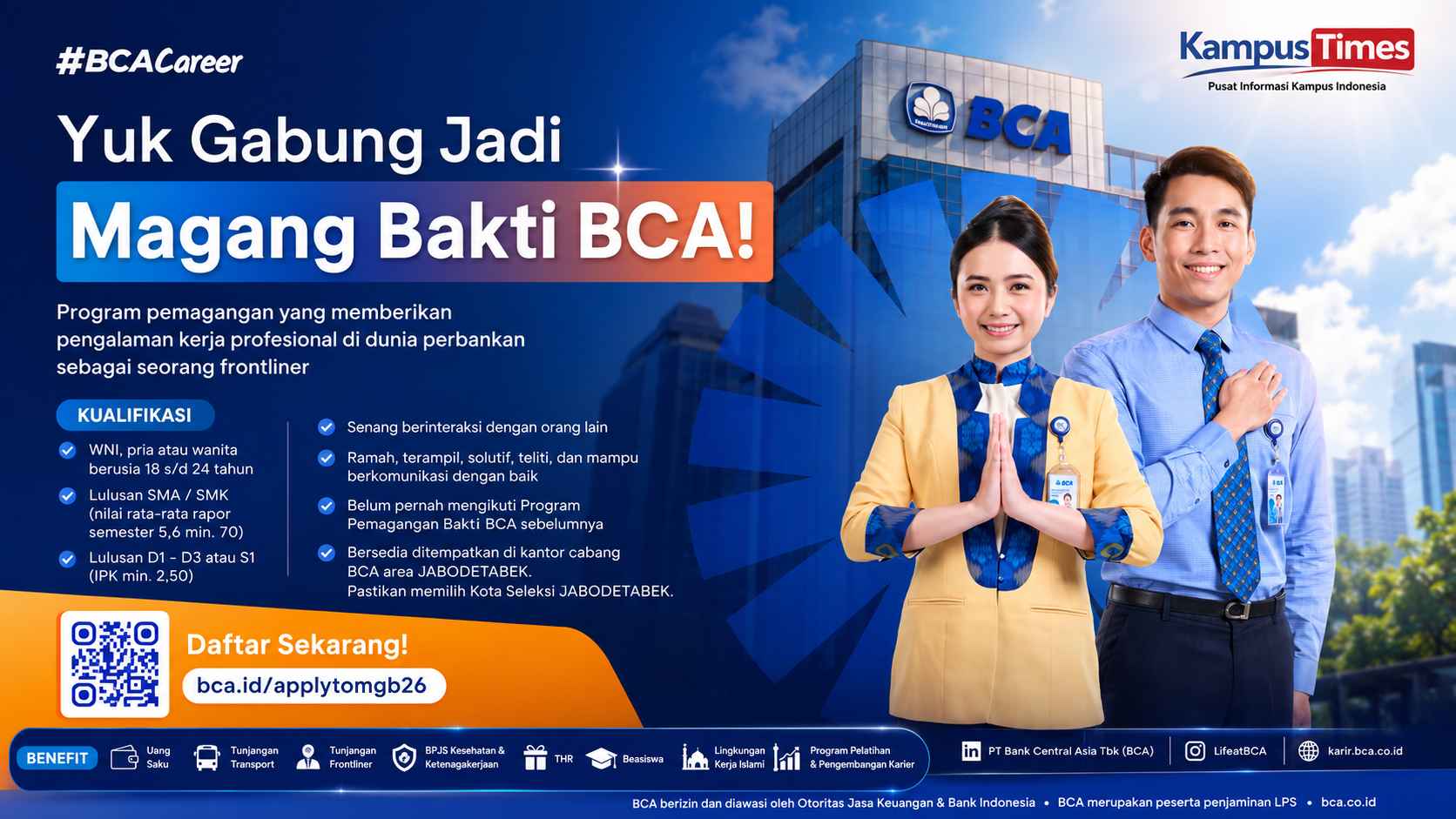 Magang Bakti BCA 2026 Dibuka, Cek Syarat dan Cara Daftarnya