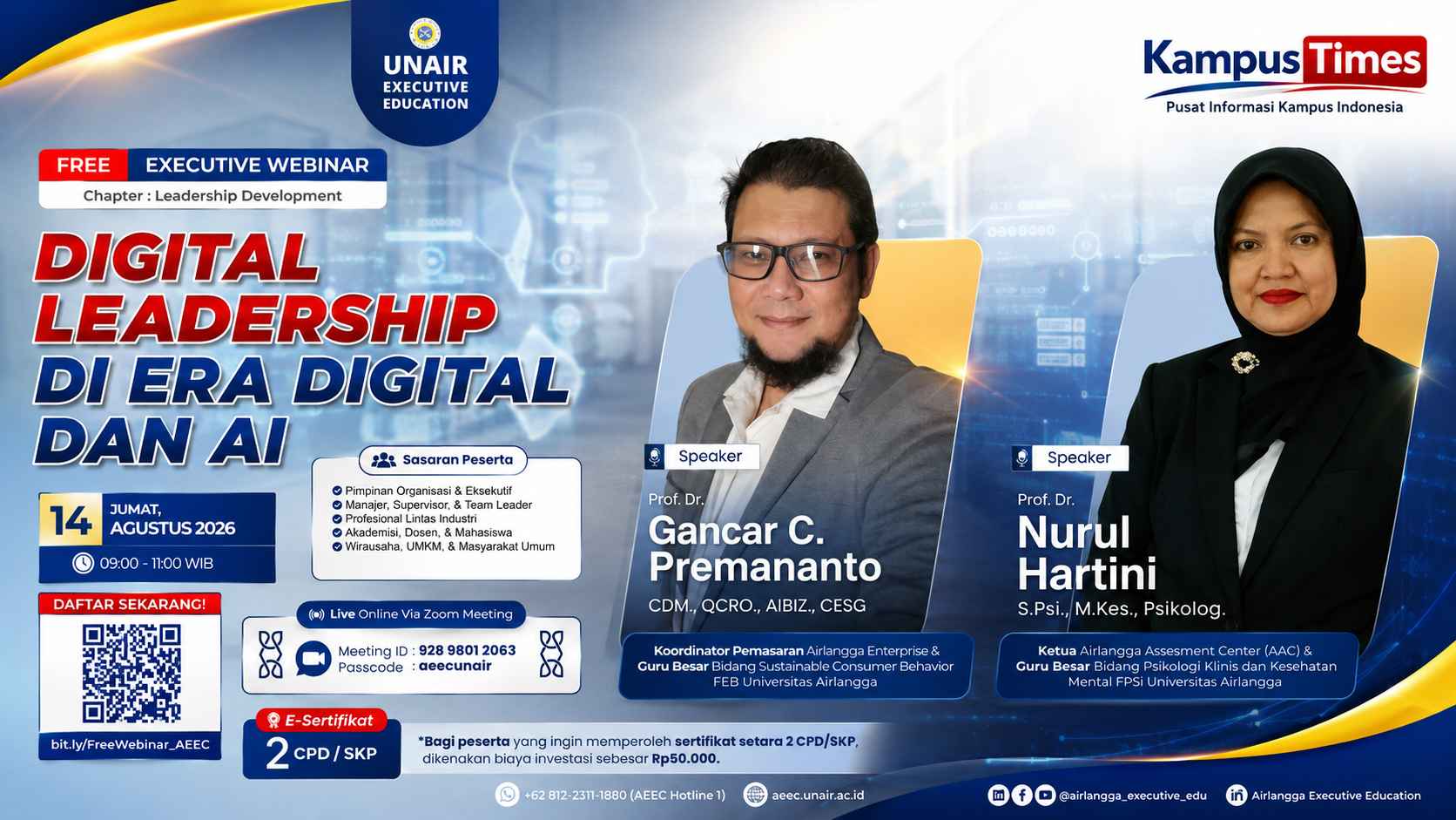 Webinar Gratis UNAIR Bahas Digital Leadership di Era Digital dan AI, Catat Jadwalnya