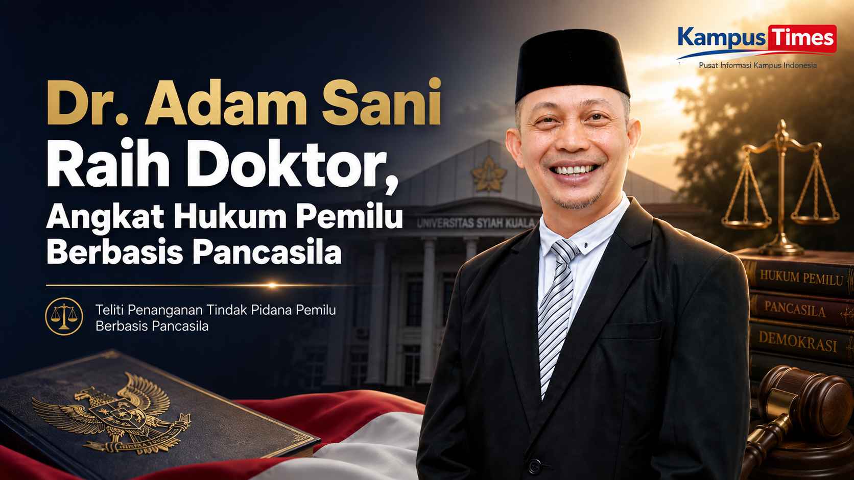 Dr. Adam Sani Raih Gelar Doktor Ilmu Hukum USK, Teliti Penanganan Tindak Pidana Pemilu Berbasis Pancasila