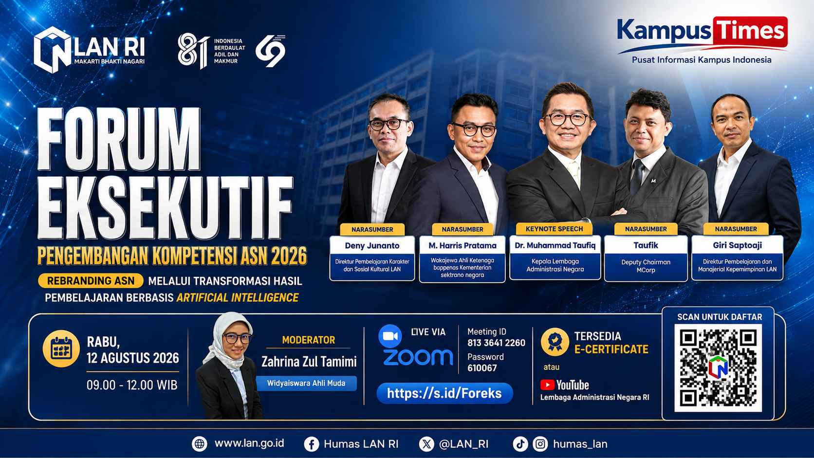 Forum Eksekutif Pengembangan Kompetensi ASN 2026 Bahas Transformasi Pembelajaran Berbasis AI