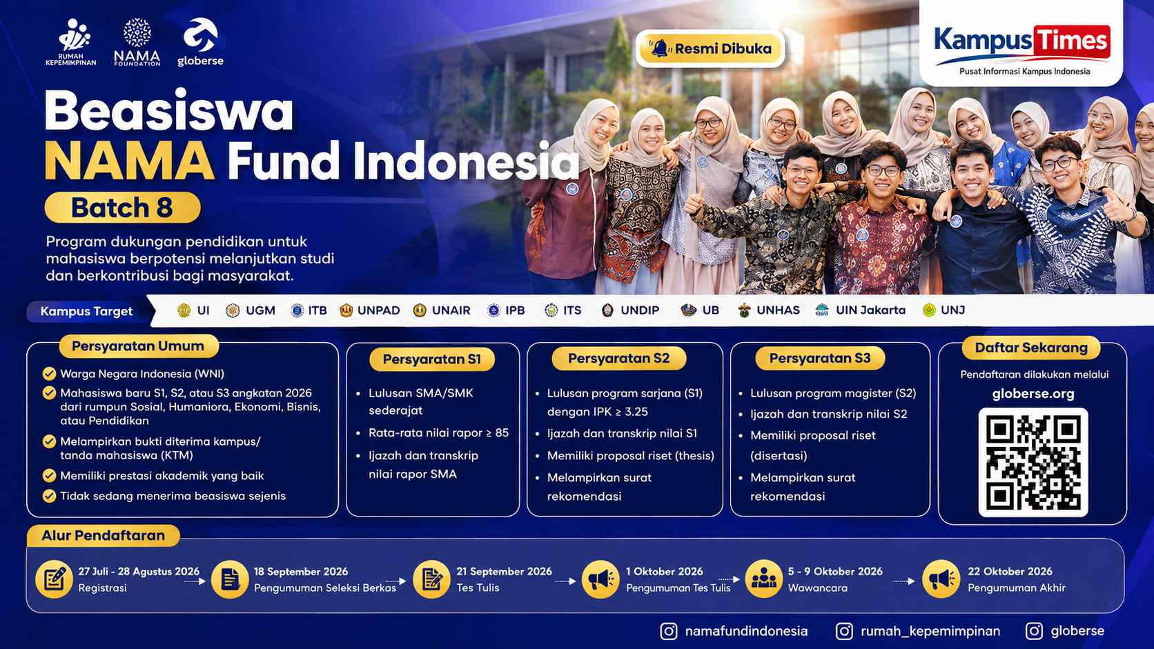 Beasiswa NAMA Fund Indonesia Batch 8 Resmi Dibuka, Cek Syarat dan Jadwal Pendaftarannya