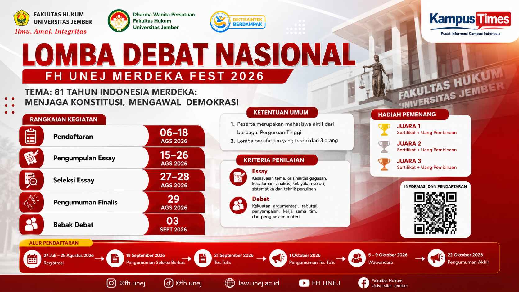 Lomba Debat Nasional FH UNEJ Merdeka Fest 2026, Cek Jadwal dan Ketentuannya