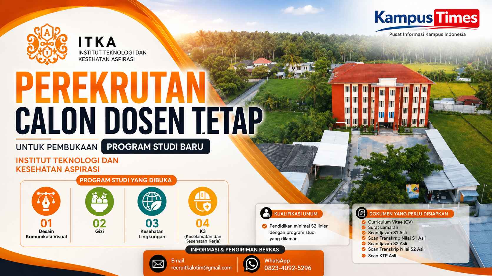 Lowongan Dosen Tetap ITKA untuk 4 Program Studi Baru, Ini Syarat dan Cara Daftarnya
