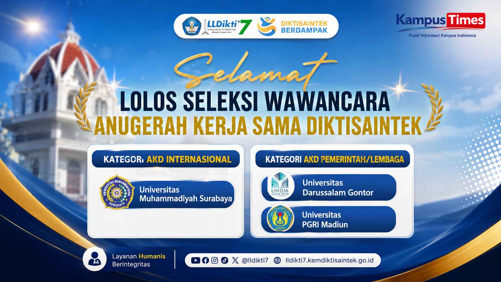 Tiga Kampus Jawa Timur Lolos Wawancara Anugerah Kerja Sama Diktisaintek, Ini Daftarnya