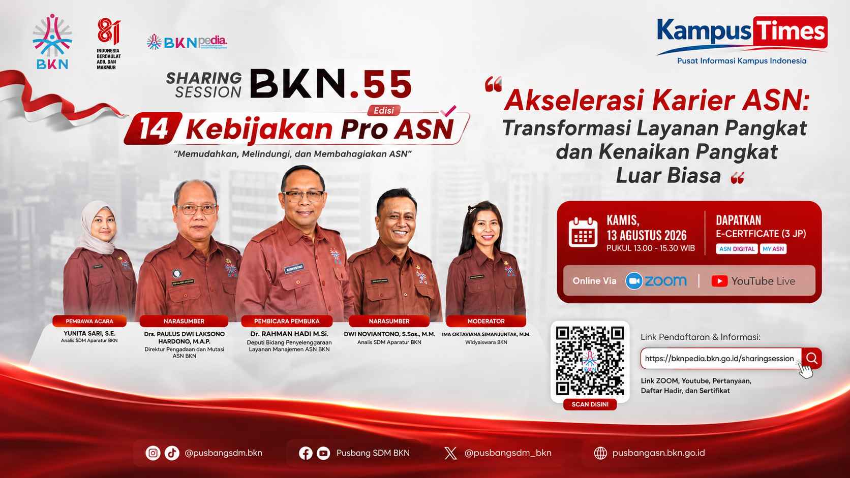Sharing Session BKN #55: Akselerasi Karier ASN dan Transformasi Layanan Kenaikan Pangkat