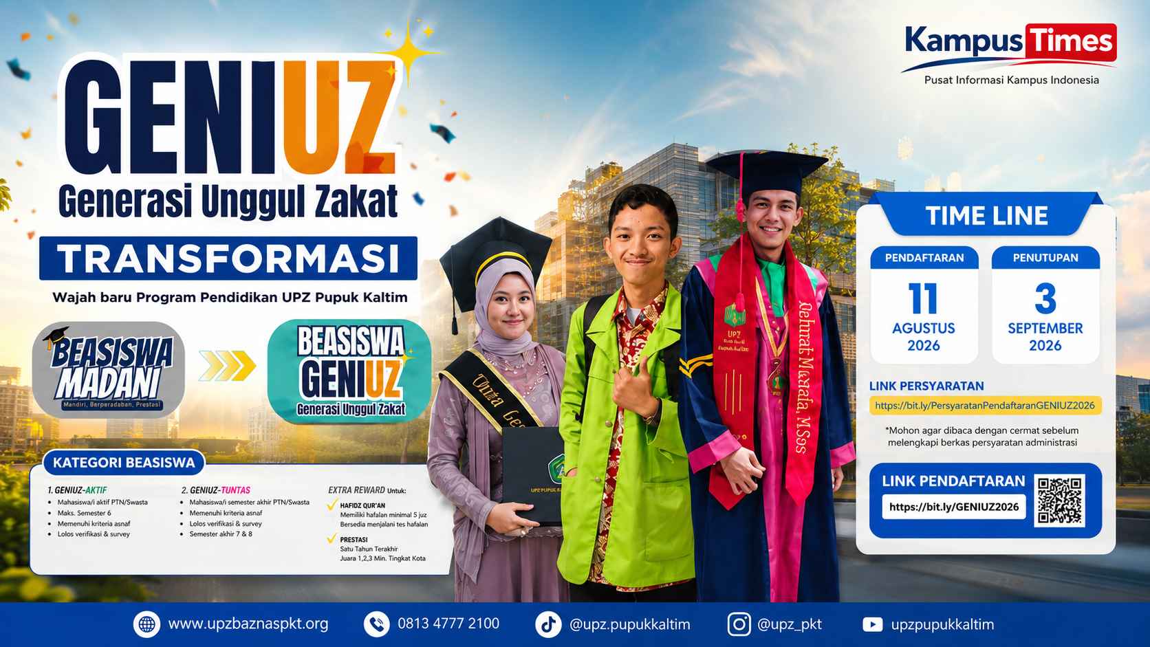 Beasiswa GENIUZ Pupuk Kaltim 2026 Dibuka, Cek Syarat dan Link Pendaftaran