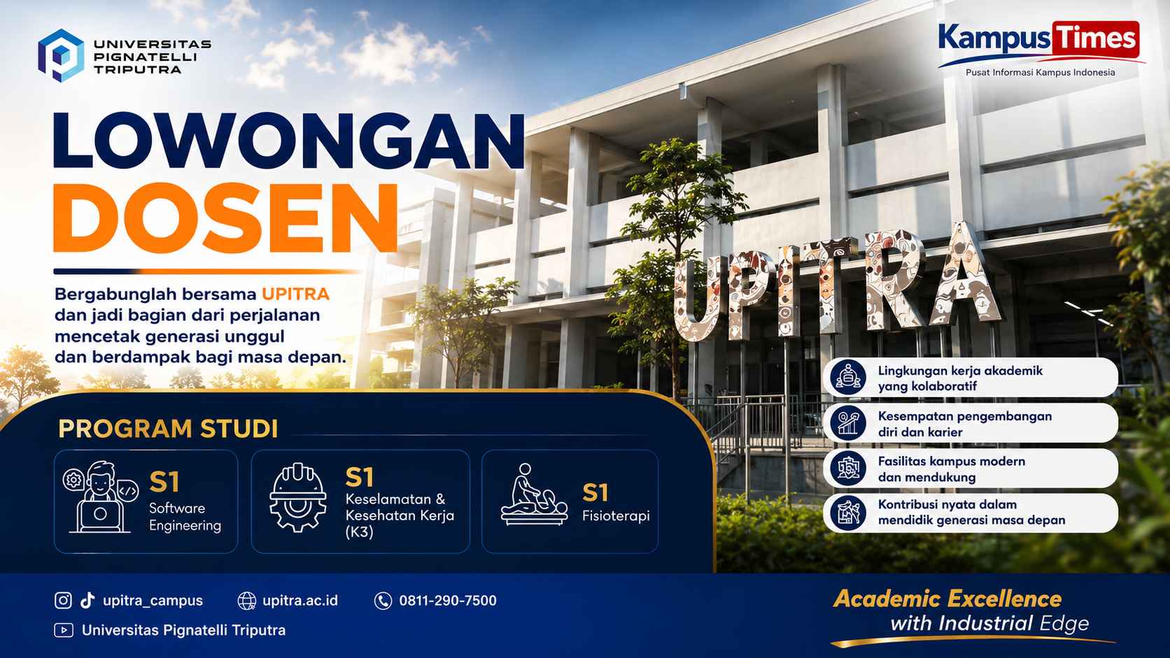 Lowongan Dosen Universitas Pignatelli Triputra 2026, Buka 3 Program Studi