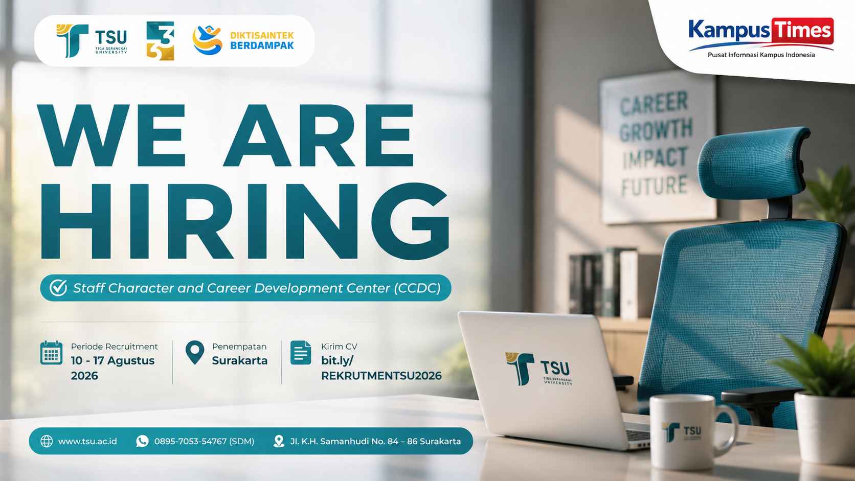 Lowongan Staff CCDC Tiga Serangkai University 2026, Terbuka untuk Fresh Graduate