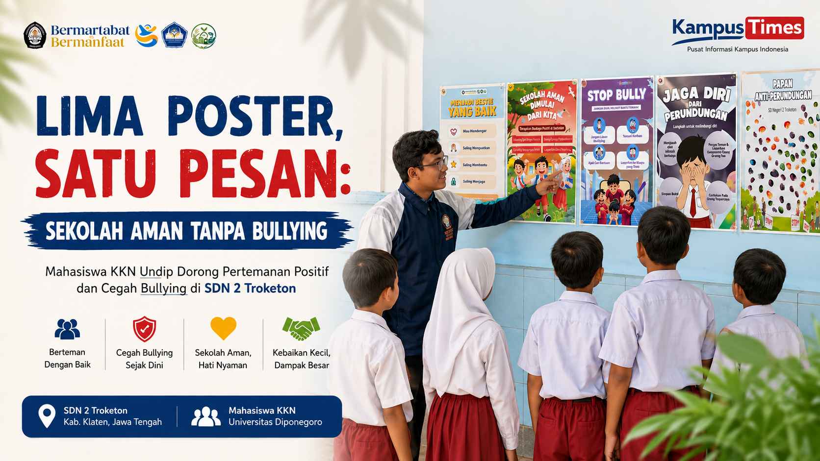Mahasiswa KKN Undip Dorong Pertemanan Positif dan Cegah Bullying di SDN 2 Troketon