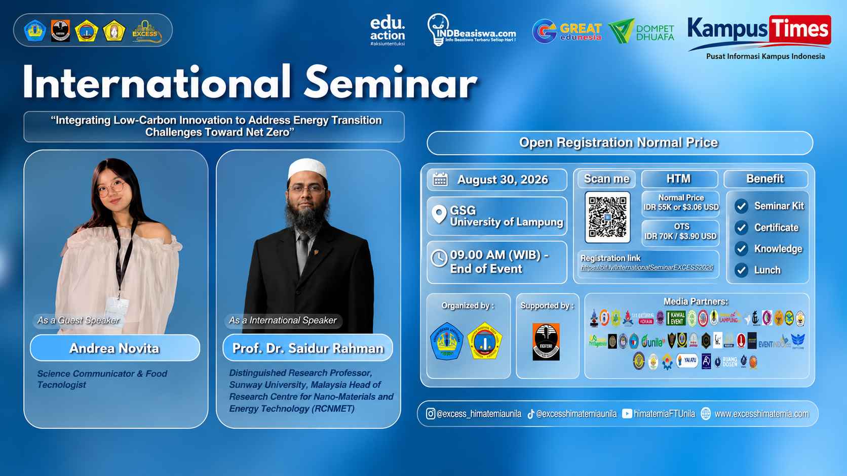 International Seminar EXCESS 2026 Bahas Inovasi Low-Carbon Menuju Net Zero