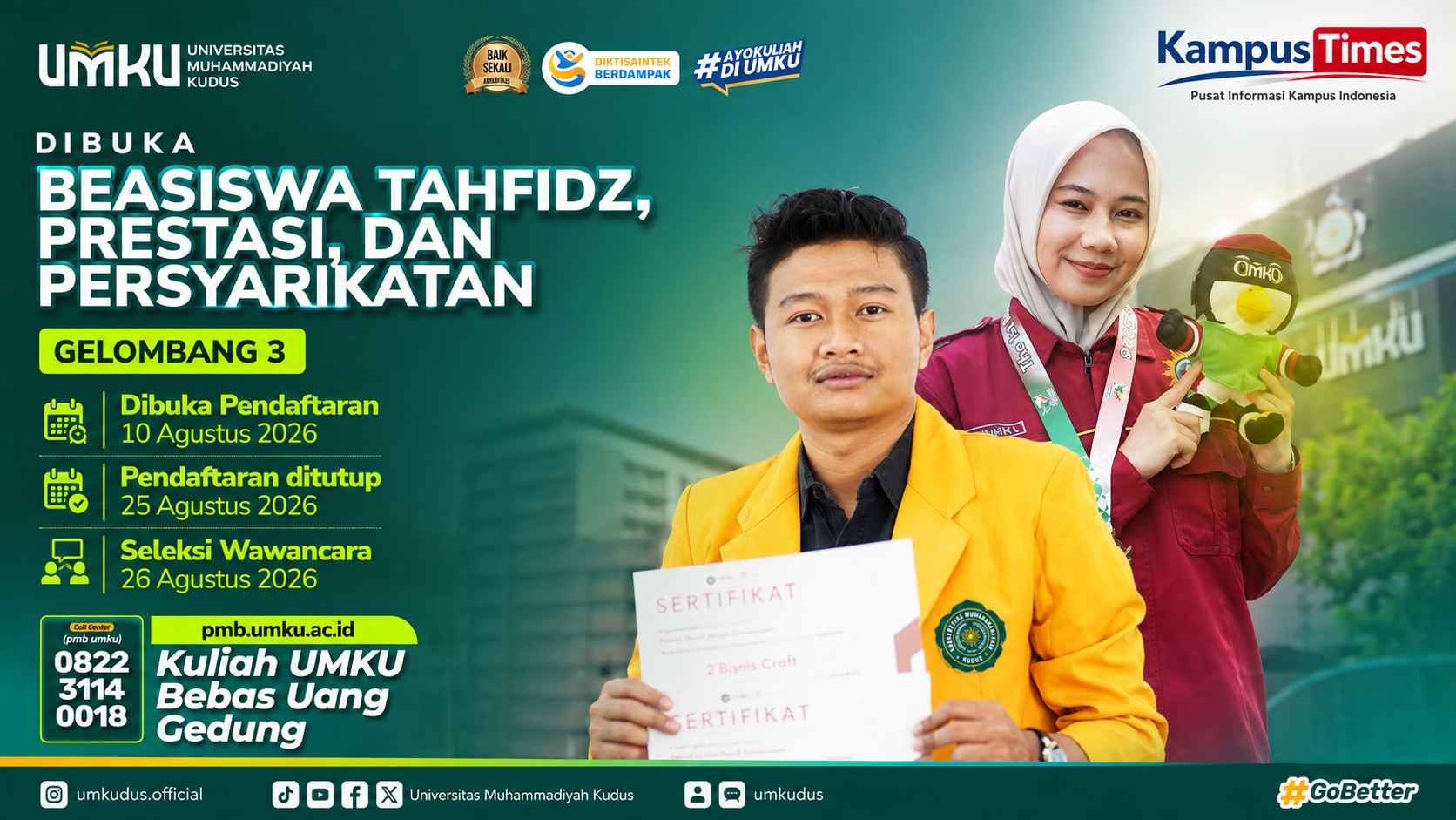 Beasiswa UMKU Gelombang 3 Dibuka, Ada Jalur Tahfidz, Prestasi, dan Persyarikatan