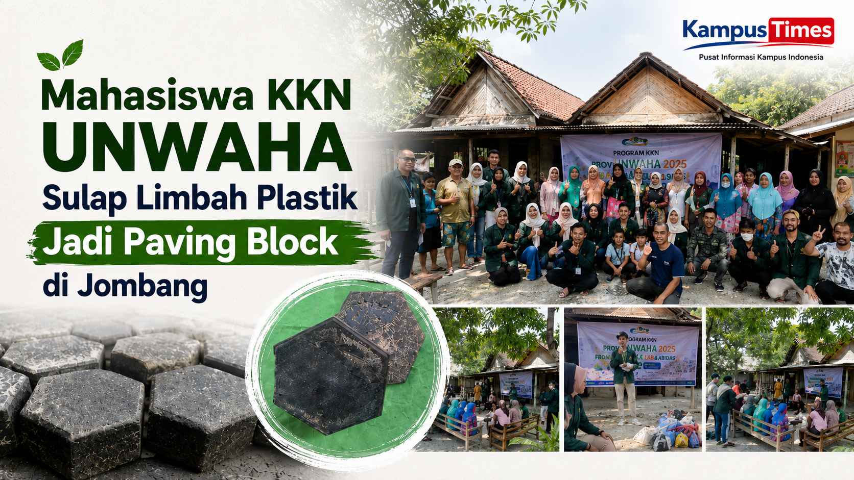 Mahasiswa KKN UNWAHA Sulap Limbah Plastik Jadi Paving Block di Jombang