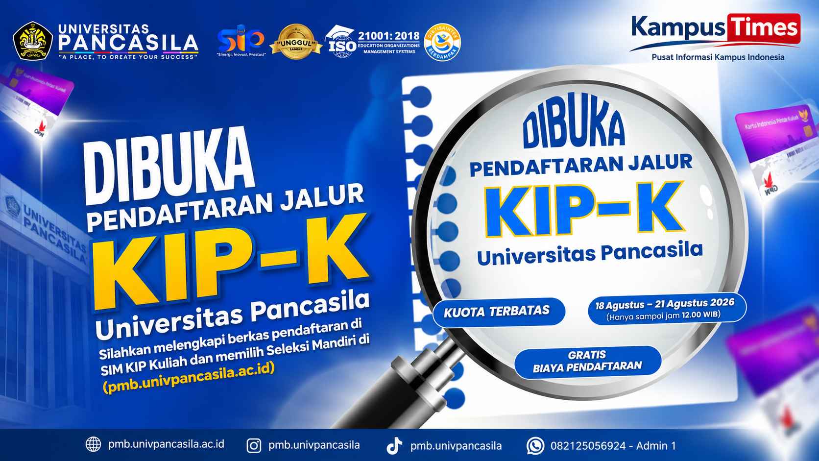 Pendaftaran KIP-K Universitas Pancasila 2026 Dibuka, Cek Jadwal dan Cara Daftarnya