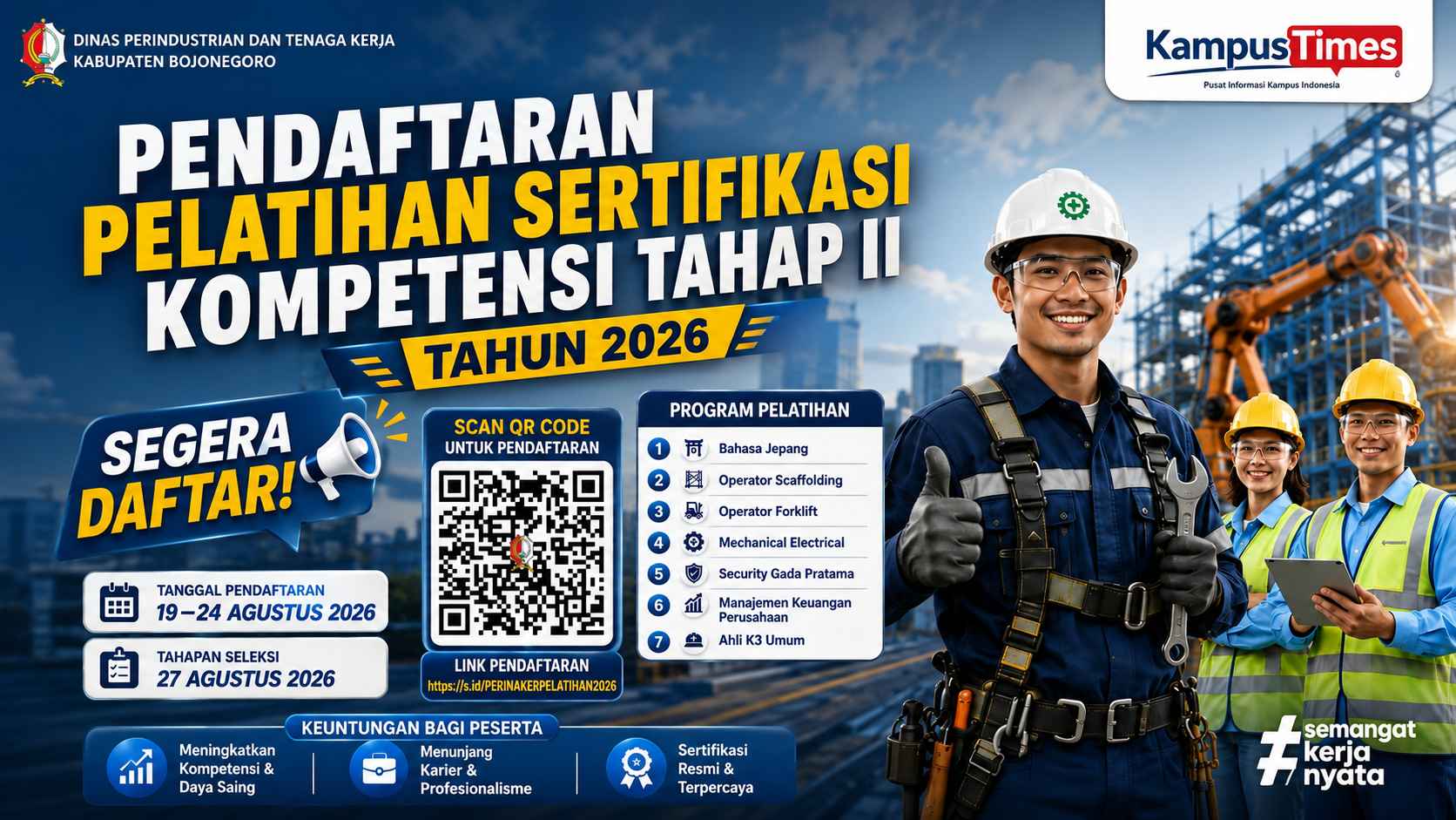 Pelatihan Sertifikasi Kompetensi Bojonegoro 2026 Dibuka, Ada 7 Program Keahlian