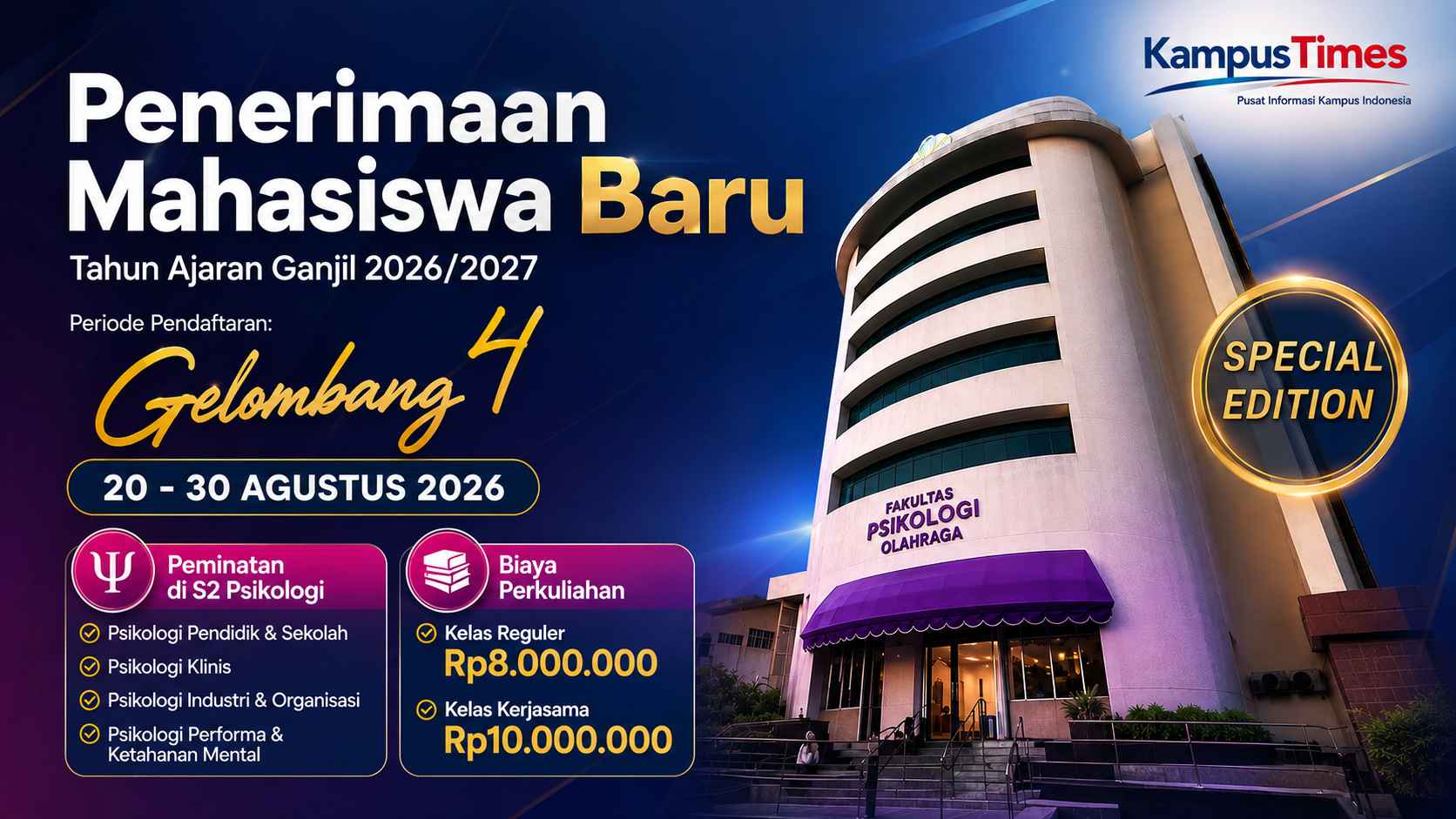 Pendaftaran S2 Psikologi UNESA Gelombang 4 Dibuka, Cek Biaya dan Pilihan Konsentrasinya