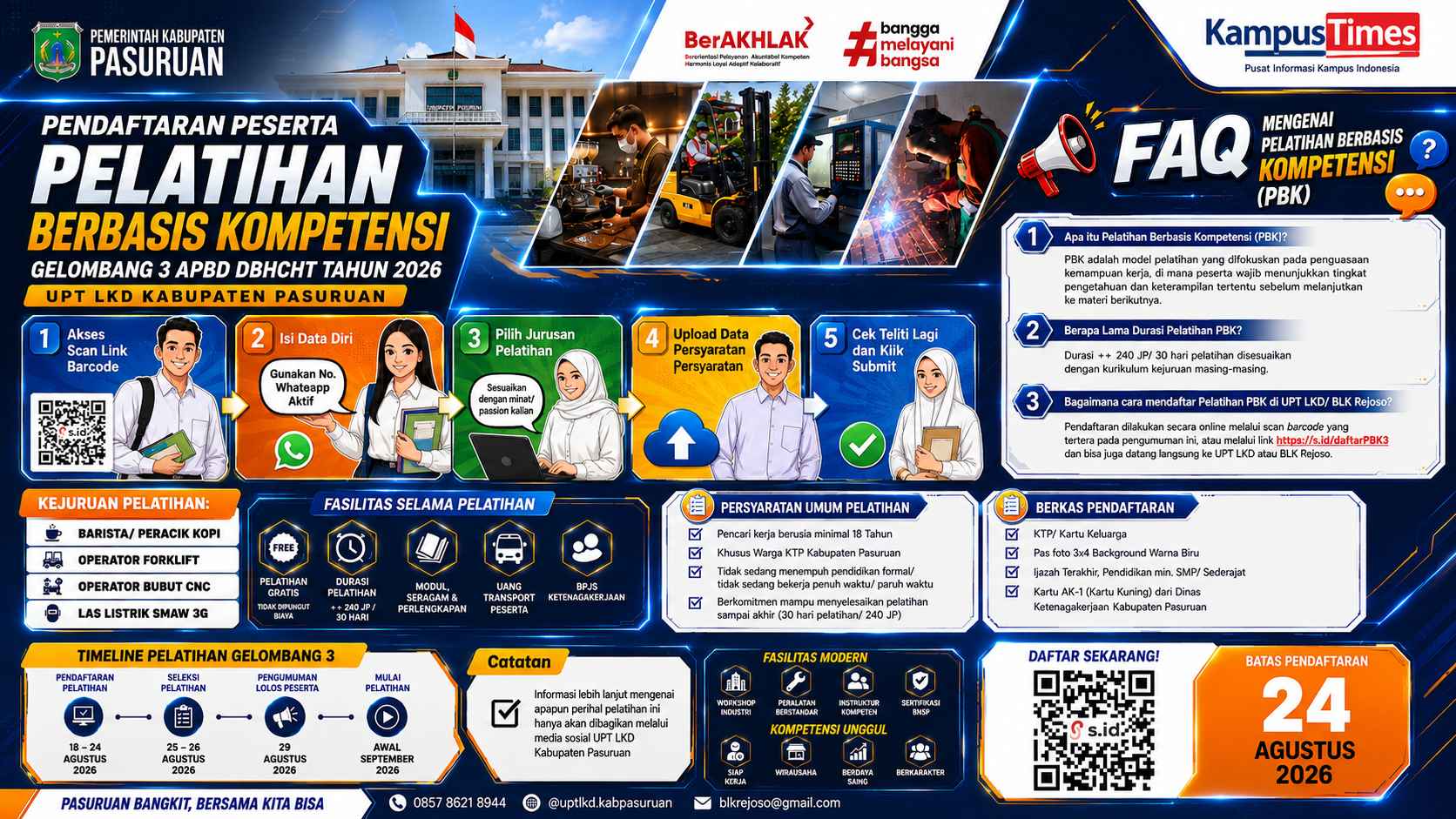 Pelatihan Berbasis Kompetensi Gelombang 3 Pasuruan 2026 Dibuka, Gratis dan Ada Uang Transport