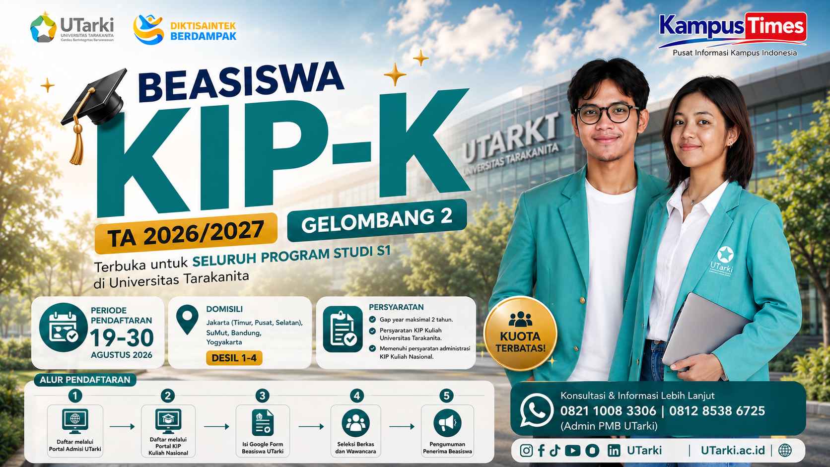 Beasiswa KIP-K TA 2026/2027 Universitas Tarakanita Dibuka, Cek Syarat dan Cara Daftarnya