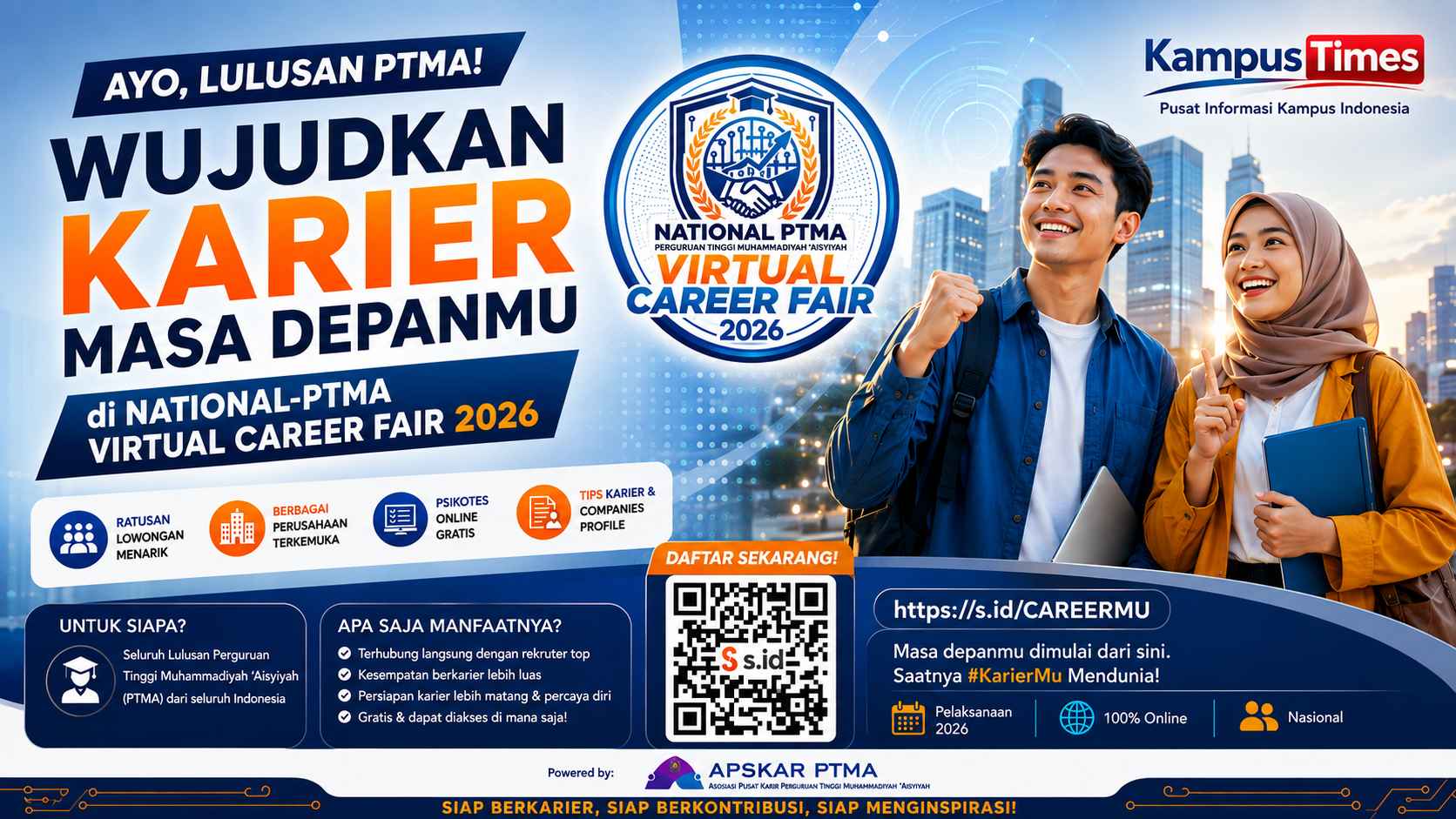 National-PTMA Virtual Career Fair 2026 Buka Ratusan Lowongan Kerja untuk Lulusan PTMA