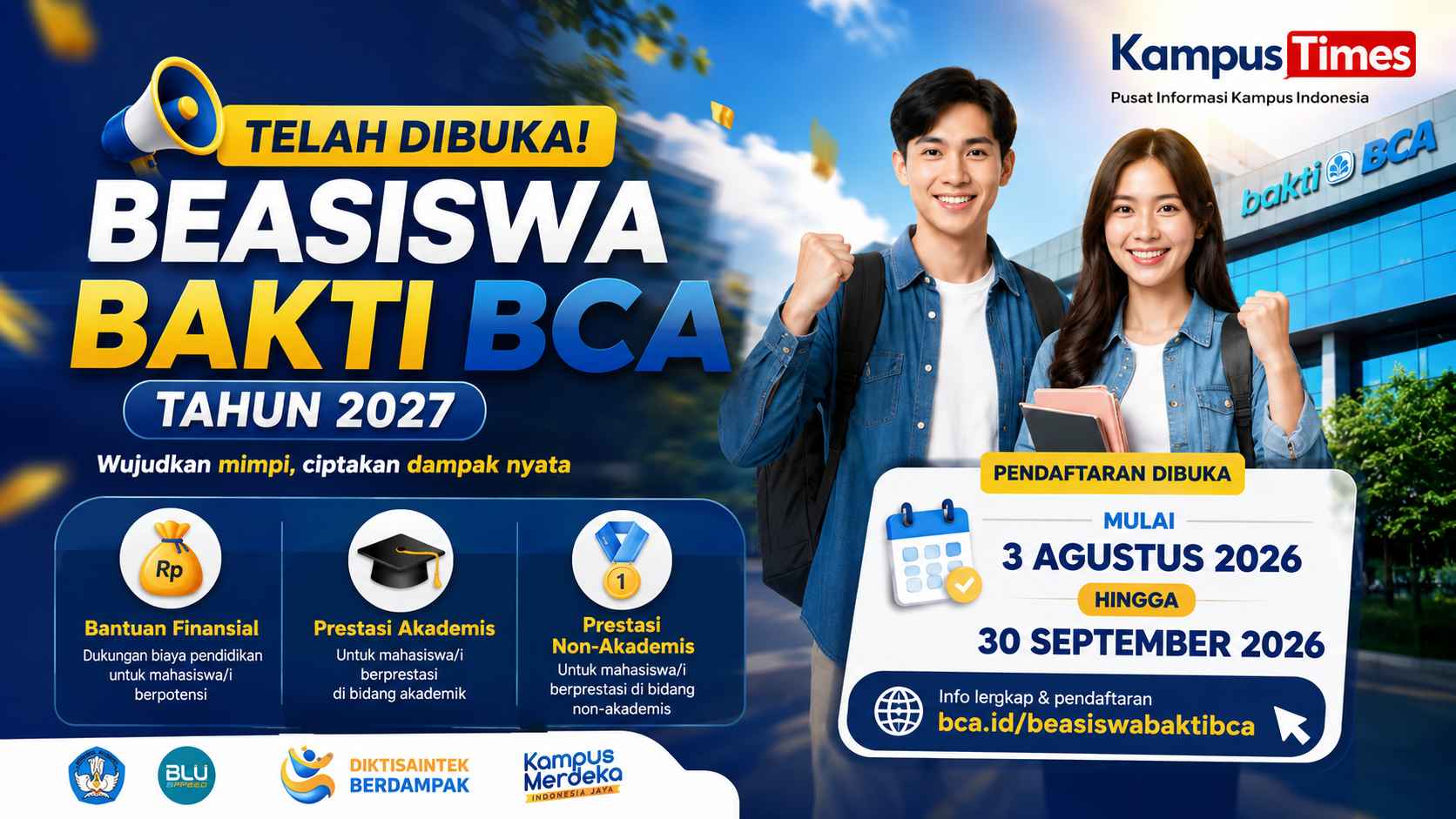Beasiswa Bakti BCA 2027 Dibuka, Cek Syarat, Kategori, Manfaat, dan Cara Daftarnya