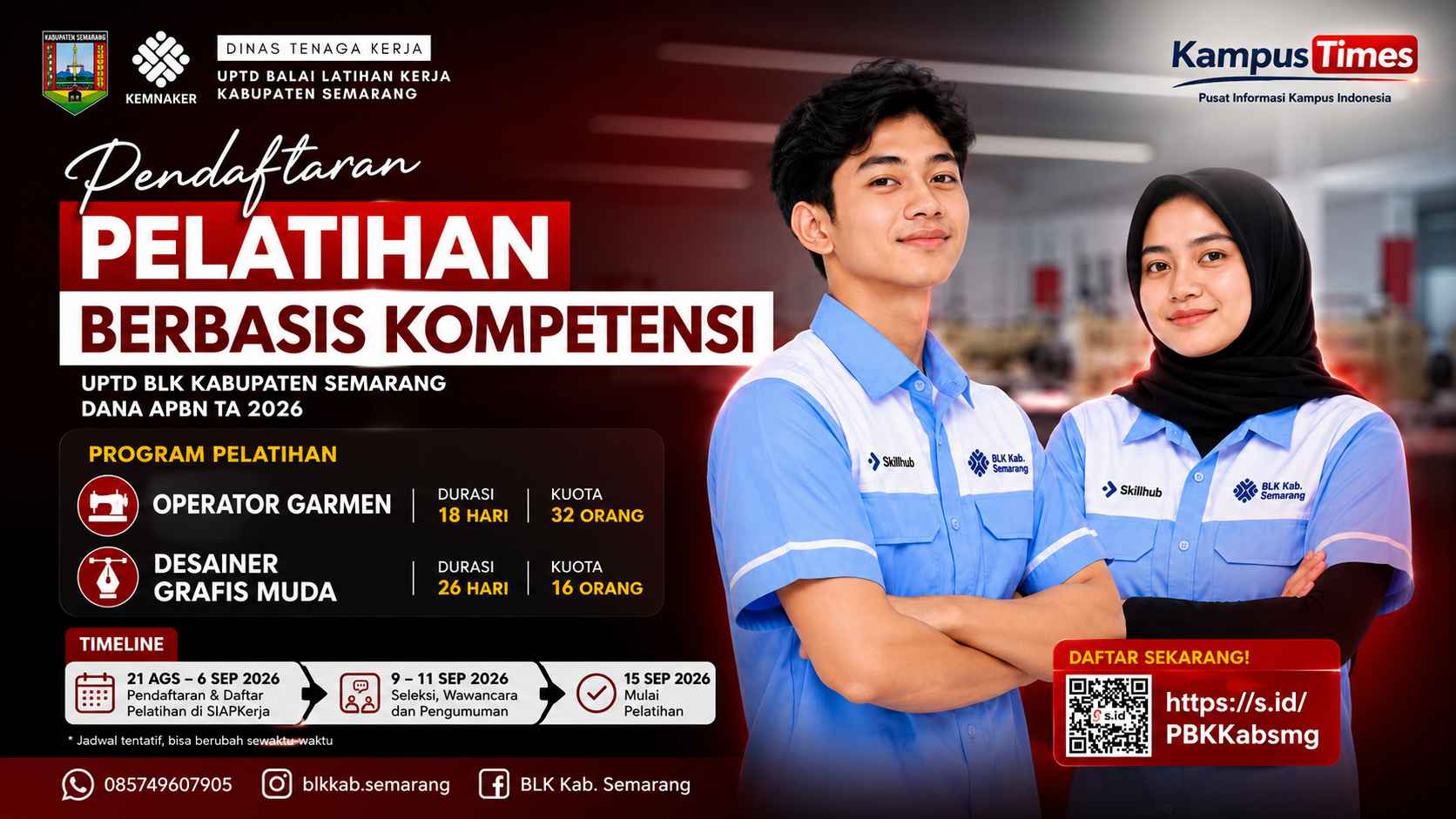 Pendaftaran Pelatihan Berbasis Kompetensi UPTD BLK Kabupaten Semarang 2026 Dibuka, Cek Syarat dan Jadwalnya