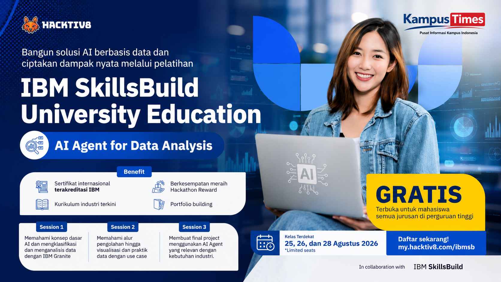 IBM SkillsBuild University Education Gratis untuk Mahasiswa, Belajar AI Agent dan Data Analysis