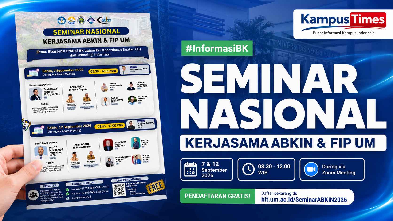 Seminar Nasional ABKIN & FIP UM Bahas Masa Depan Profesi BK di Era AI
