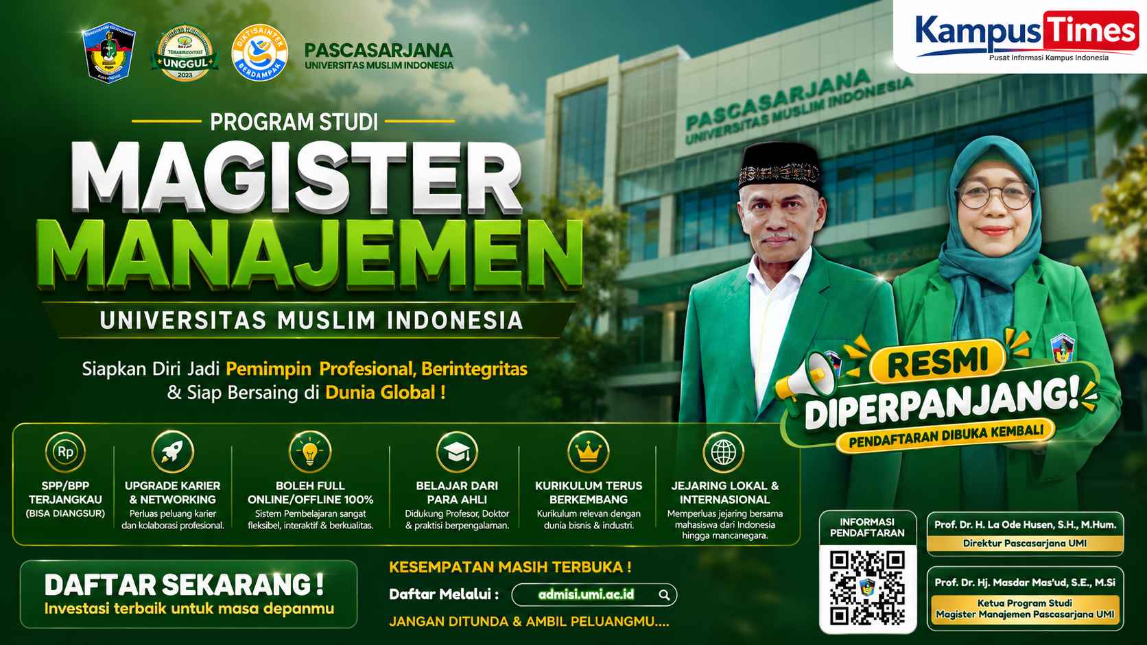 Magister Manajemen UMI Perpanjang Pendaftaran, Ada Kelas Online dan Offline