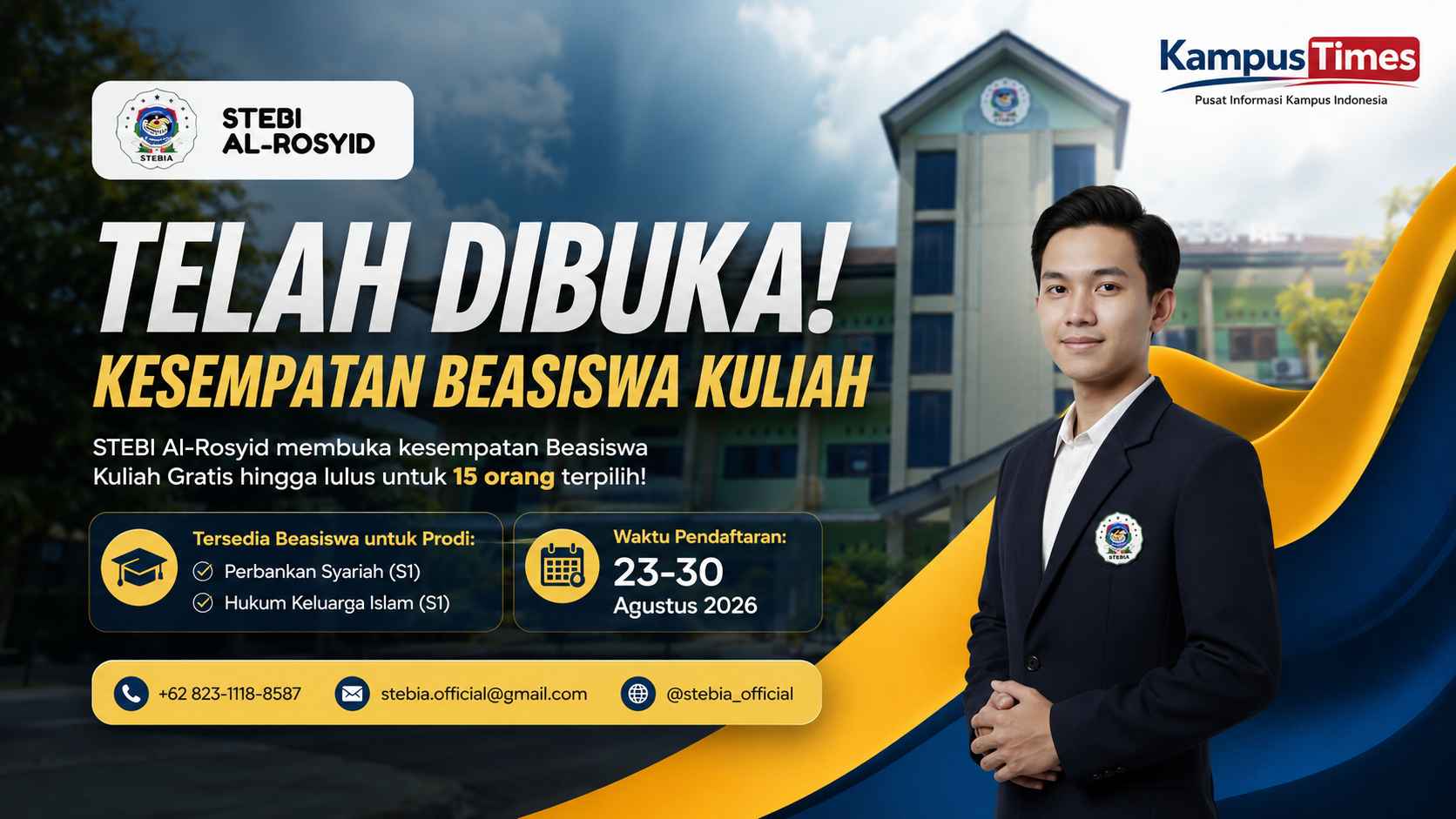 Beasiswa Kuliah Gratis STEBI Al-Rosyid Dibuka, 15 Orang Berkesempatan Kuliah hingga Lulus
