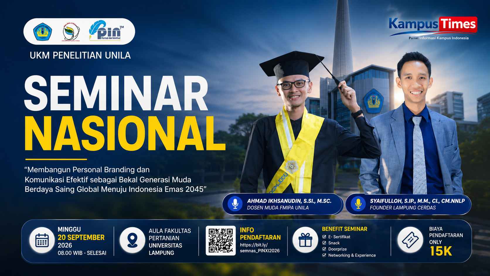 Seminar Nasional UKM Penelitian Unila Bahas Personal Branding Generasi Muda Menuju Indonesia Emas 2045
