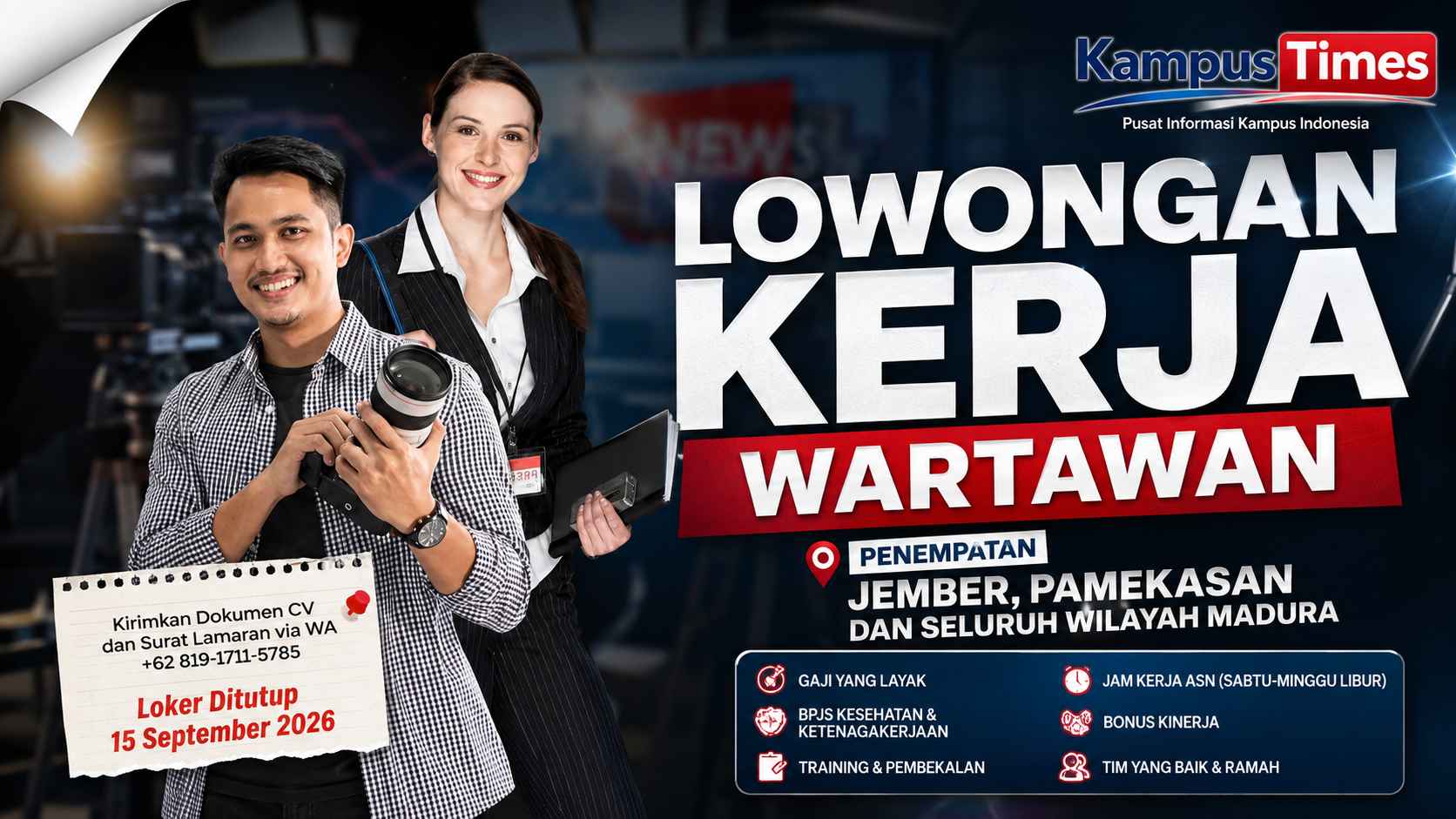 Lowongan Kerja Media Jatim 2026 Dibuka, Cari Talenta dari Jember hingga Madura