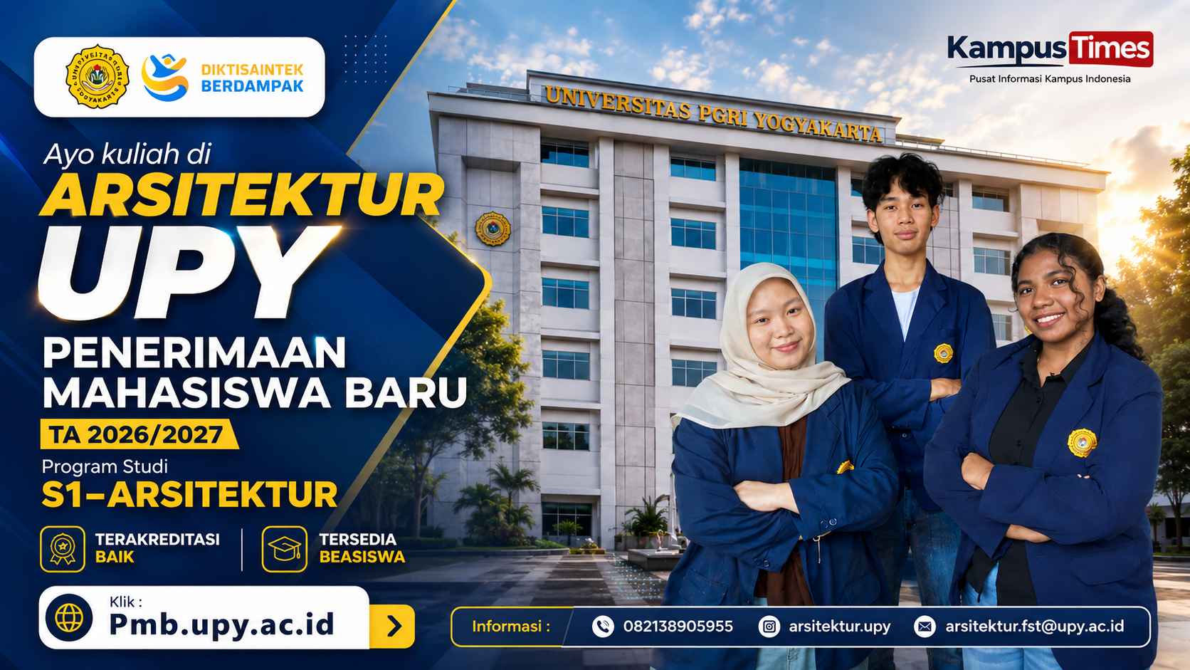 Penerimaan Mahasiswa Baru Arsitektur UPY 2026/2027 Dibuka, Ada Beasiswa