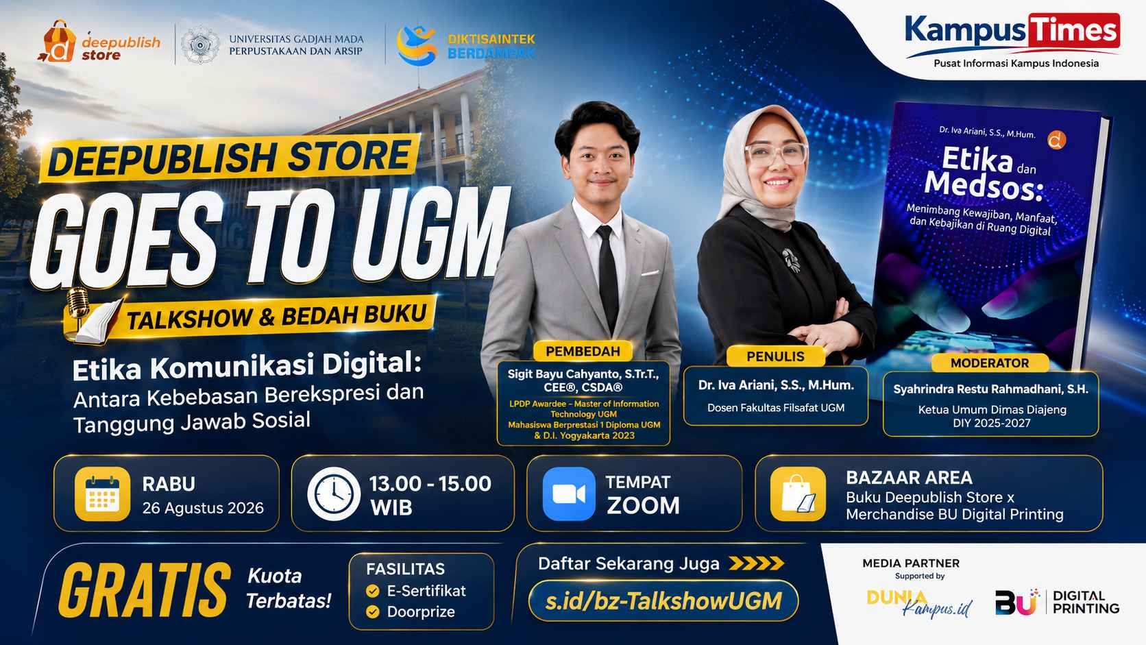 Etika Komunikasi Digital: Deepublish Store Goes to UGM Bahas Kebebasan Berekspresi dan Tanggung Jawab Sosial