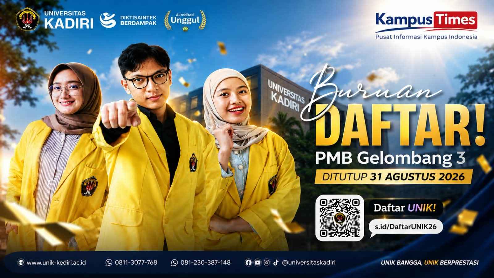PMB Universitas Kadiri Gelombang 3 Dibuka, Pendaftaran Ditutup 31 Agustus 2026