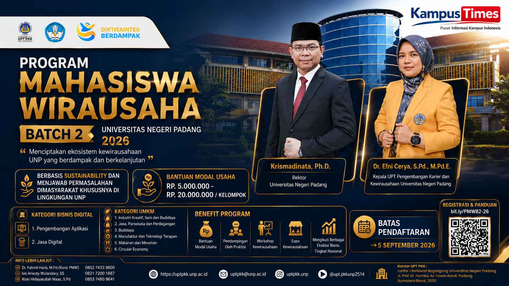 Program Mahasiswa Wirausaha UNP Batch 2 2026 Buka Pendaftaran, Ada Bantuan Modal hingga Rp20 Juta