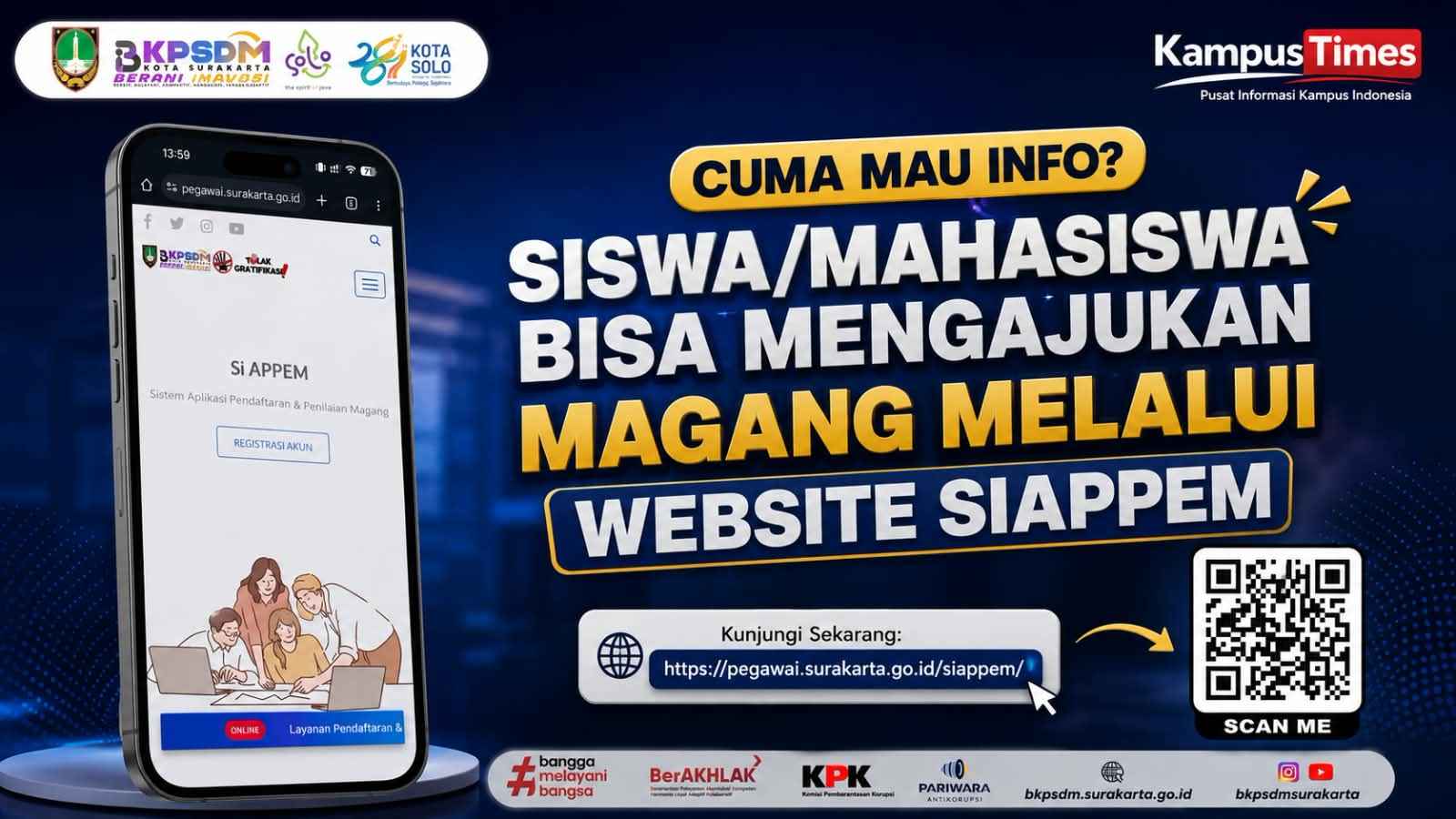 Mahasiswa Bisa Magang di Pemkot Surakarta, Daftar Online Lewat SIAPPEM