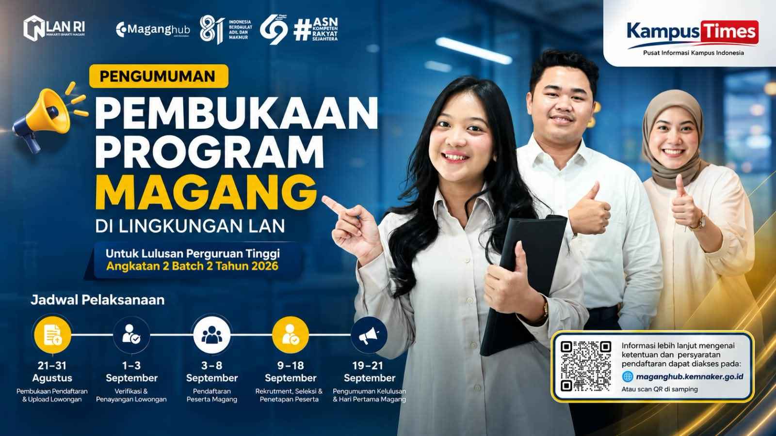 LAN Buka 232 Posisi Magang 2026 untuk Lulusan Perguruan Tinggi, Cek Formasi dan Jadwal Lengkapnya