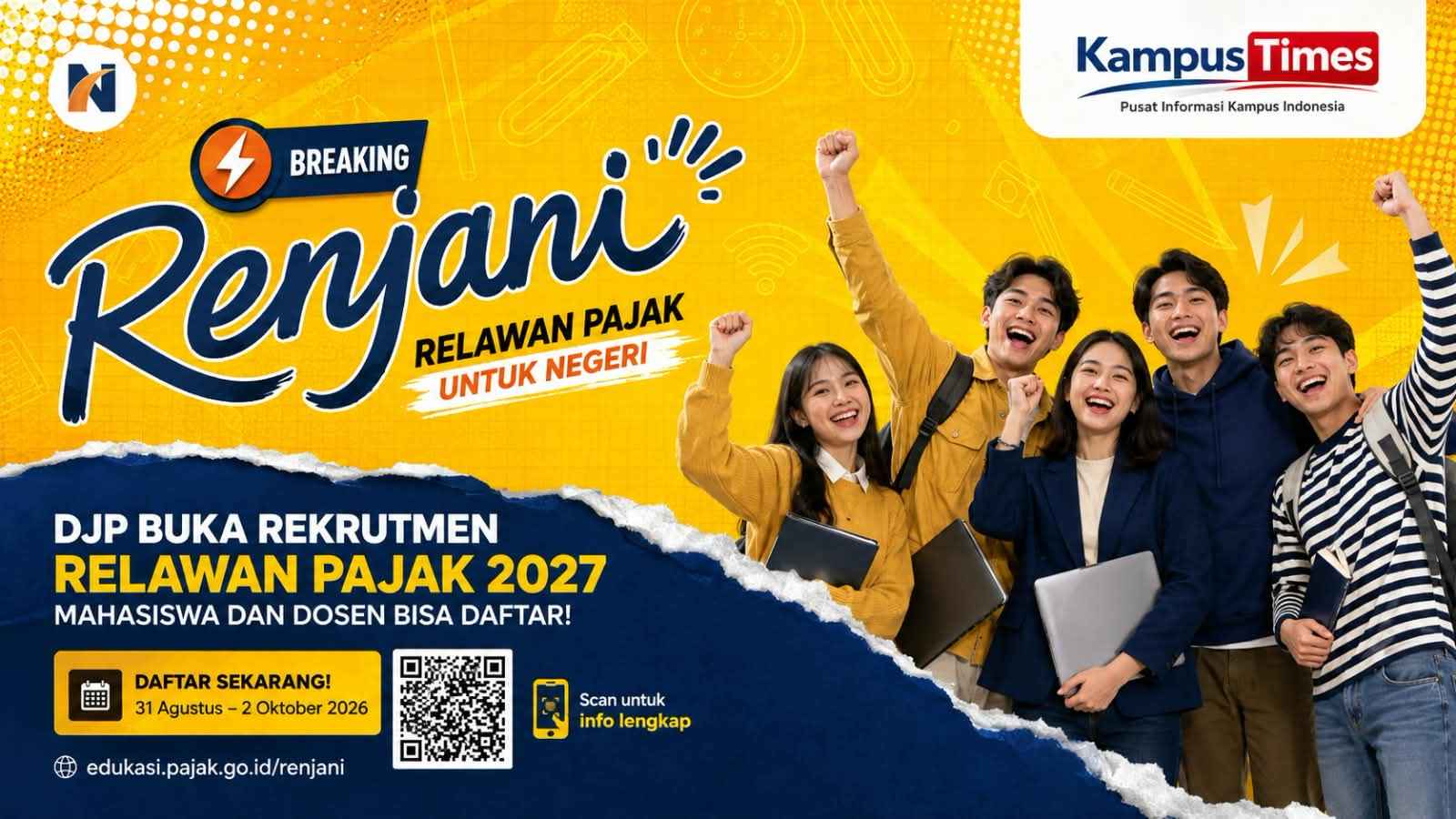 DJP Buka Rekrutmen Relawan Pajak 2027, Mahasiswa dan Dosen Bisa Daftar